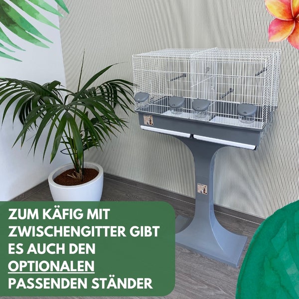 Vogelkäfig Doppelkäfig Wellensittich Kanarien Käfig Teilbar Trennwand Trenngitter Zuchtkäfig Trennkäfig Zuchtboxen für Vögel