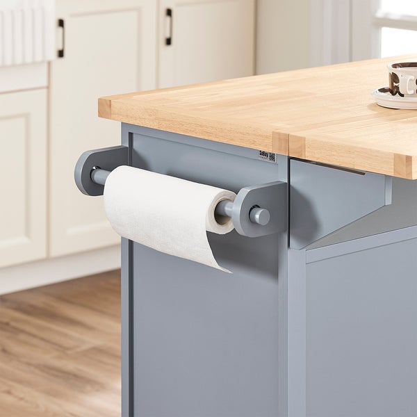 Kücheninsel mit Papierrollenhalter und Arbeitsplatte aus Holz