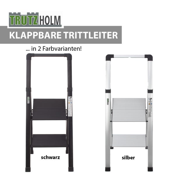 Klappbare Trittleiter von TrutzHolm in zwei Farbvarianten