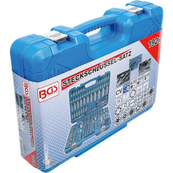 BGS Steckschlüssel-Satz Sechskant Antrieb 6,3 mm (1/4) / 10 mm (3/8) / 12,5 mm (1/2) Zollgrößen 192tlg. - 2245