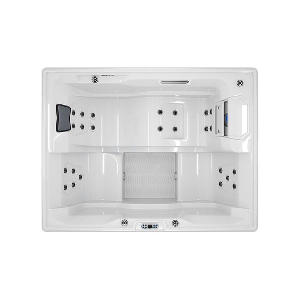 Home Deluxe - Outdoor Whirlpool - STREAM PURE - Maße: 211 x 157 x 75 cm - Inkl. Heizung, 24 Massagedüsen und 4 äußeren Lichtquellen I Außen Whirlpool Spa für 3 Personen