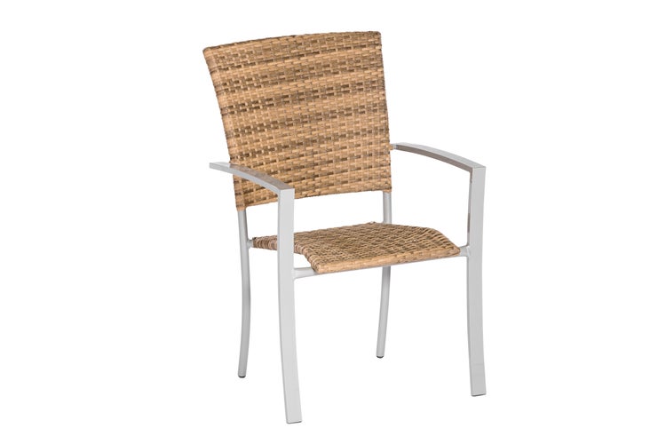 Gartenstuhl mit Armlehne und Rattanoptik