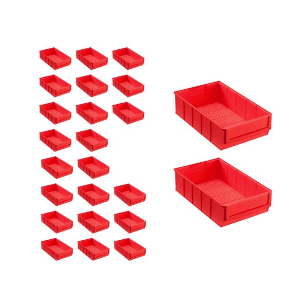 PROREGAL SuperSparSet 24 x Rote Indurstriebox 300 B HxBxT 8,1 x 18,3 x 30 cm 3,4 Liter Sortimentskasten