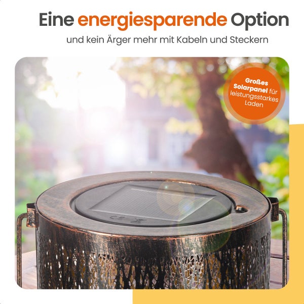 Goliving Solar-Tischlampe Oasis - 2 Stück - Laterne für draußen - Solar-Gartenleuchte - LED-Außenleuchte - Pendelleuchte - 20 cm - Metall - Schwarz
