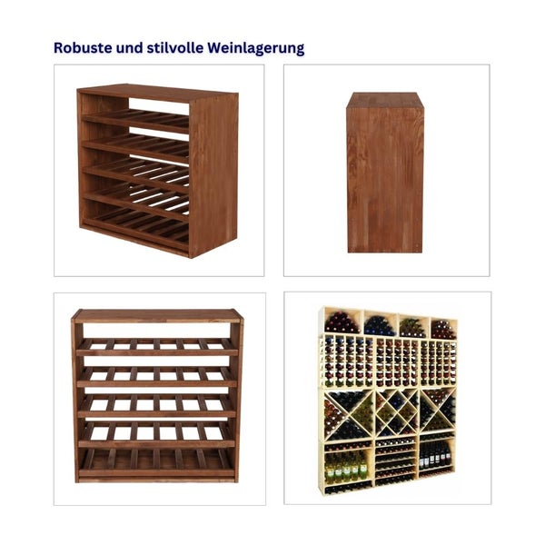 PROREGAL Modulares Weinregal Vincellar Mod HxBxT 60 x 60 x 30 cm Standard Modul Für 30 Flaschen Massives Kiefernholz Braun Geölt
