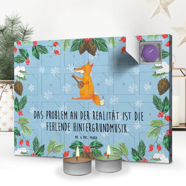 Mr. & Mrs. Panda Duftkerzen Adventskalender Fuchs Gitarre - Blau Pastell