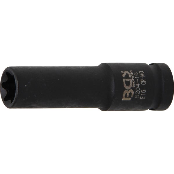 BGS Kraft-Steckschlüssel-Einsatz E-Profil, tief Antrieb Innenvierkant 12,5 mm (1/2) SW E16 mm - 5204-16