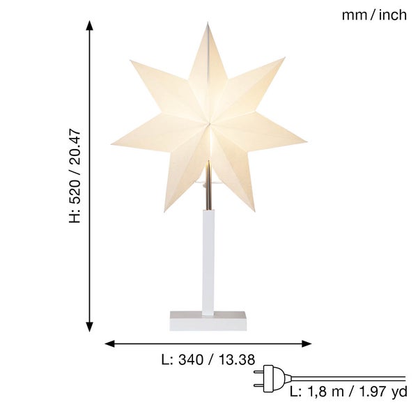 Dekorativer Weihnachtsstern mit den Maßen 520 mm Höhe und 340 mm Länge