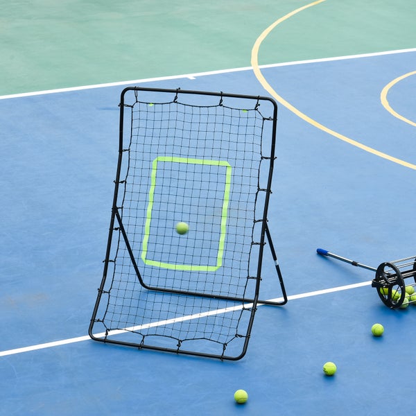 HOMCOM Kickback Rebounder, Rückprallwand Netz, 75x126cm, Stahl+PE, Schwarz
