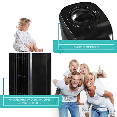 Turmventilator mit einfacher Bedienung und kindersicheren Luftaustrittsgittern