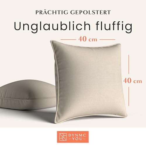DYNMC you Modernes Sofakissen Set 40x40 mit weichem Oeko-TEX-Baumwoll-Bezug - Bequemes Dekokissen mit mittelharter Füllung - Perfekt als dekoratives Rückenkissen - Premium Couchkissen Beige
