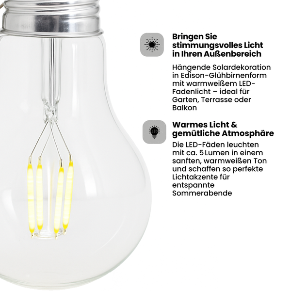 Dekorative Edison Solarleuchte mit LED Faden