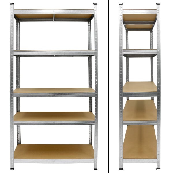 ECD Germany Werkstattregal Schwerlastregal - 200x100x50 cm - verzinkt - belastbar bis 750kg - 5 MDF-Platten - Lagerregal Steckregal Kellerregal Garagenregal Metallregal Regal Werkbank