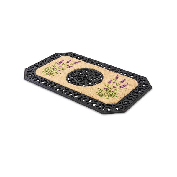 Fußmatte mit Lavendelmotiv und dekorativem Rand