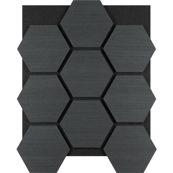 Mosaikfliese in Hexagon-Form mit strukturierter, gebürsteter Oberfläche.