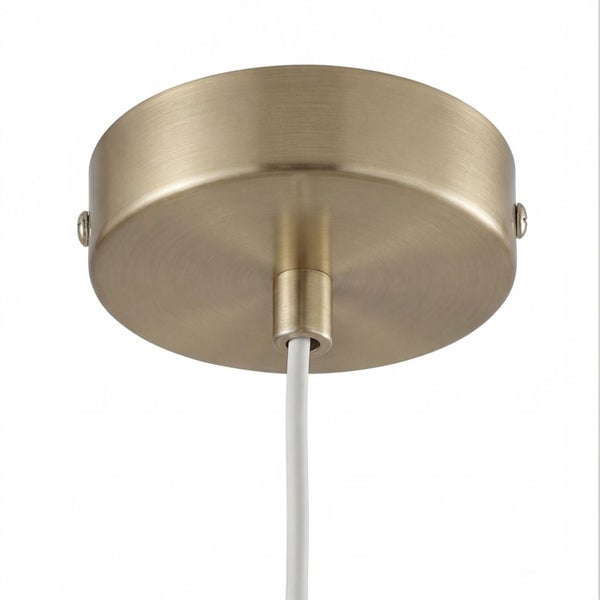 Deckenbaldachin aus Metall in Altmessing Optik mit weißem Kabel