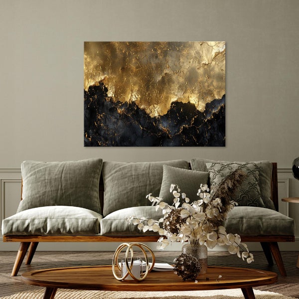 Leinwandbild Abstrakt gold schwarz Modern Bilder Wohnzimmer 60X40 cm
