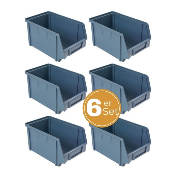Stapelboxen Schraubenbox Lagerboxen Stapelboxen Werkstatt Sichtlagerboxen klein groß Set Wandhalterung Wand 6x Stapelbox Gr.3