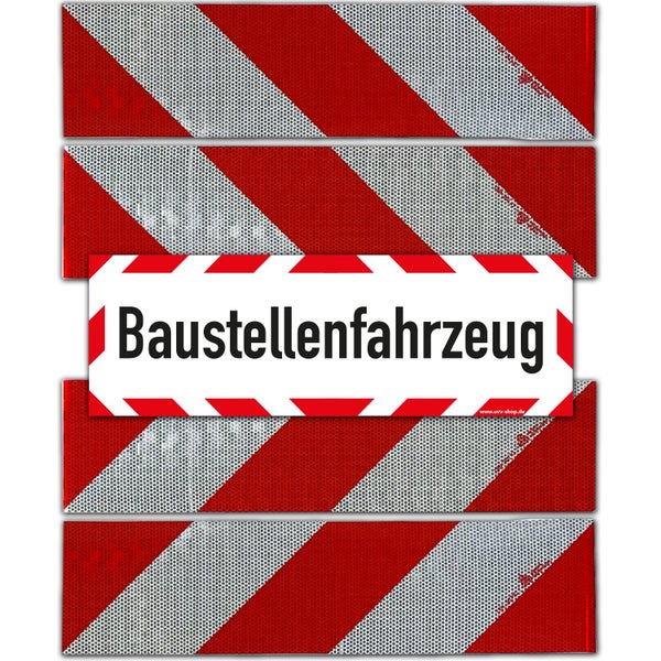 UvV Kfz-Warnmarkierung 5920M von Orafol (4x 564x141mm) + Baustellenfahrzeug (45x15mm) DIN 30710 Set / Magnetfolie