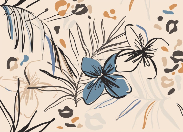 Abstraktes Muster mit Blumen- und Blätterdesign