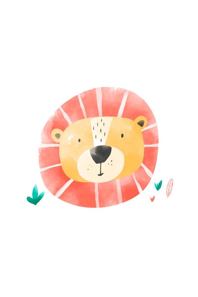 Illustration eines Löwenkopfes mit Mähne