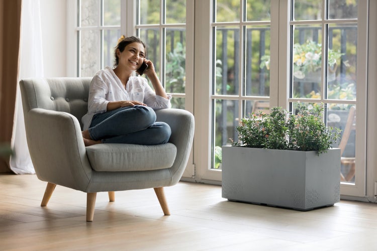Ondis24 Pflanzkübel Beton 80 Caro Rollen 100% recycled hellgrau, Blumtopf, Pflanzgefäß