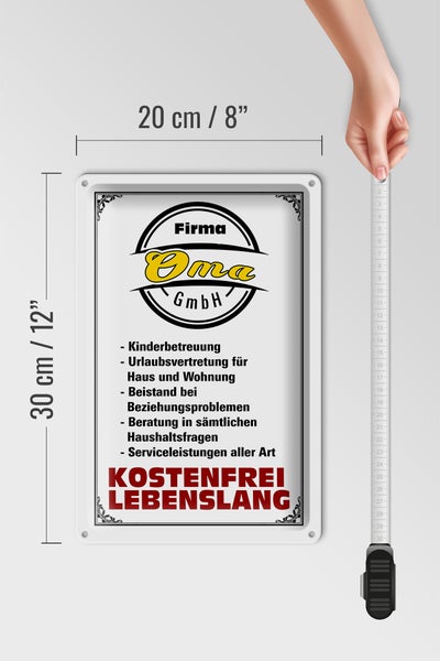Blechschild Spruch 20x30cm Firma Oma GmbH kostenfrei