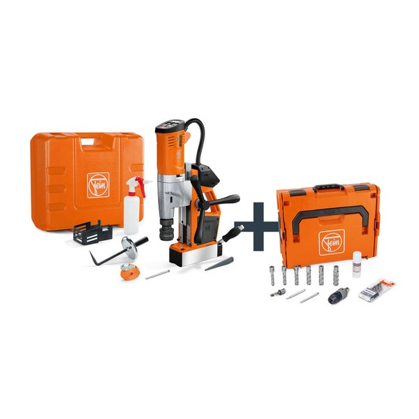 Fein Akku-Magnet-Kernbohrmaschine mit Zubehör und zwei Transportkoffern