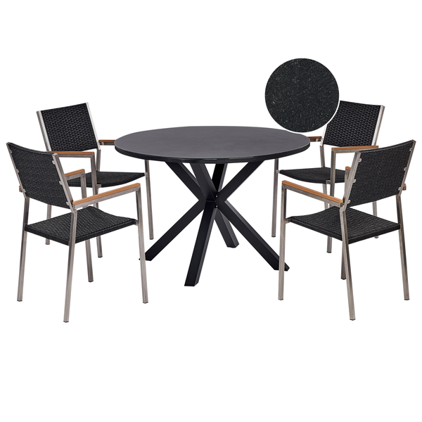 Gartenmöbel Set 4-Sitzer MALETTO/GROSSETO Polyrattan Schwarz