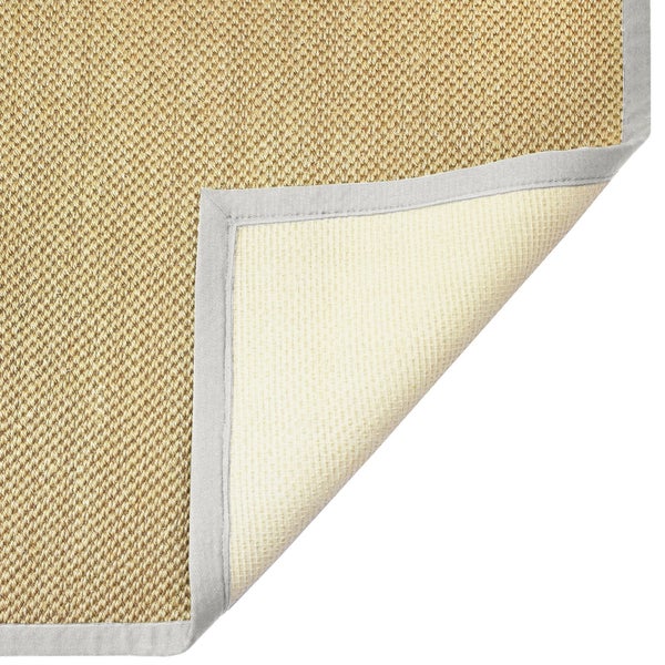 FLOORDIREKT Sisal-Teppich Tiger-Eye - aus 100% Sisal - mit Brodüre - Natur - Rand: Hellgrau - 160 x 230 cm