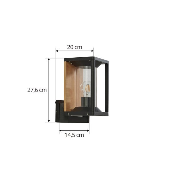 Lucande Wandleuchte außen Candina (Modern) in Schwarz aus Aluminium (1 flammig, E27) - Außenwandleuchten Wandlampe Led Außenlampe Outdoor für Außenwand/Hauswand Haus Terrasse & Balkon
