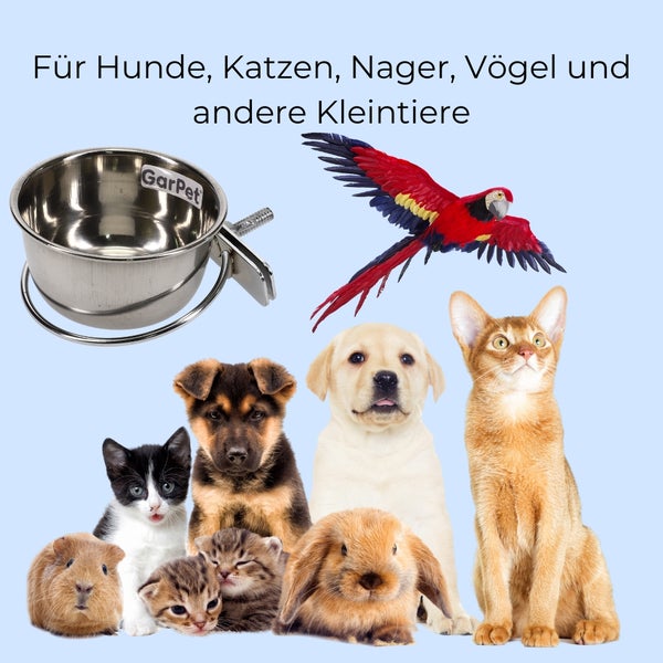 Produktbild für Hunde, Katzen, Nagetiere, Vögel und andere Kleintiere mit Edelstahlnapf