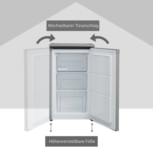 Telefunken CF-34-101-S Gefrierschrank 63 Liter Nutzinhalt Tiefkühlschrank klein silber