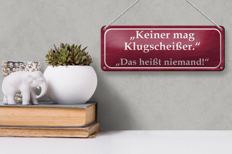 Blechschild Spruch 27x10cm keiner mag Klugscheißer Dekoration