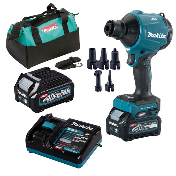 Makita AS001GA102 Akku-Gebläse XGT 40V max. / 1x 2,0 Ah Akku + Ladegerät + Düsen-Set in Transporttasche