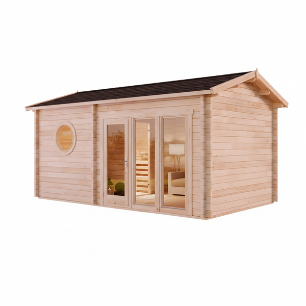 Gartenliege mit Sonnendach auf einer Terrasse