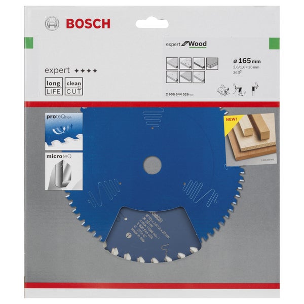 Bosch Kreissägeblatt Expert for Wood für Handkreissägen 165 x 30 x 2,6 mm 36 - 2608644026