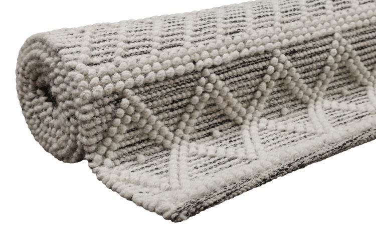 Esprit Teppich handgewebt Weiß Hellgrau aus Wolle Lia 160x230 cm