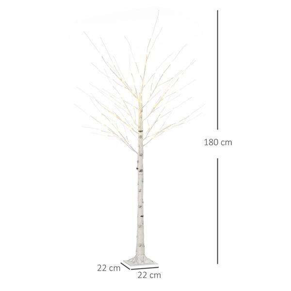 HOMCOM 180 cm Kunstbaum, 22L x 22B x 180H cm, Kunststoff, Weiß