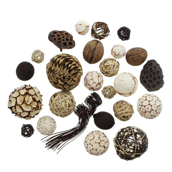 FRANK FLECHTWAREN | Deko-Set Naturkugel, 25tlg., NATURMATERIALIEN, Ø 4 cm - 10 cm