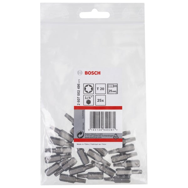 Bosch 25x Schrauberbit Extra-Hart, T20, 25 mm - 2607002496