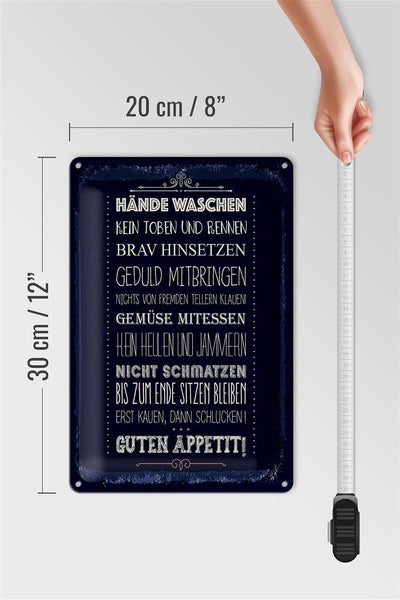 Blechschild Spruch Hände waschen kein toben 20x30cm
