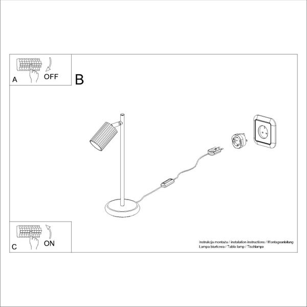 Montageanleitung für eine Tischlampe mit Schalterstellung