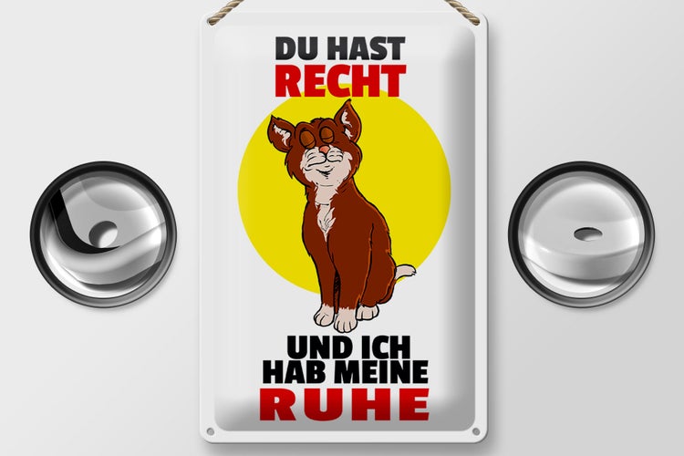 Blechschild Spruch 20x30cm Du hast Recht und ich Ruhe (Katze)