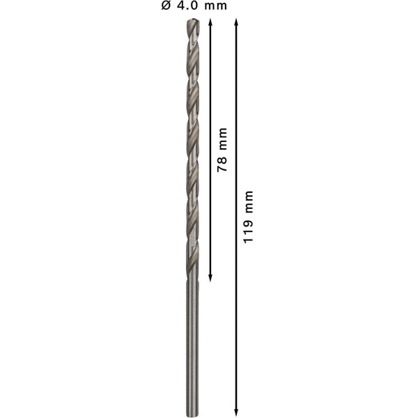 Fünf Metallbohrer mit 4 Millimeter Durchmesser im Set von Bosch