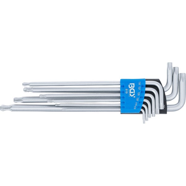 BGS Winkelschlüssel-Satz extra lang T-Profil (für Torx) mit Kugelkopf T10 - T50 mm 9tlg. - 819
