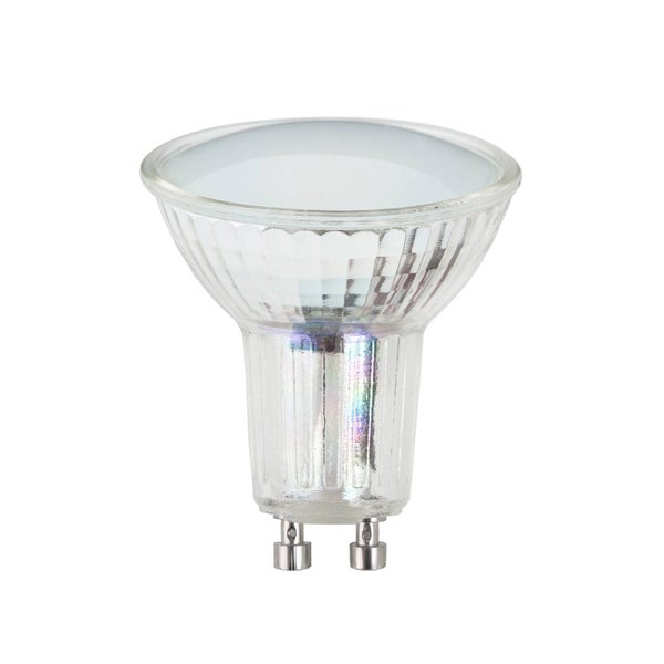 LED-Reflektorlampe mit GU10-Sockel aus Glas und mattierter Front.
