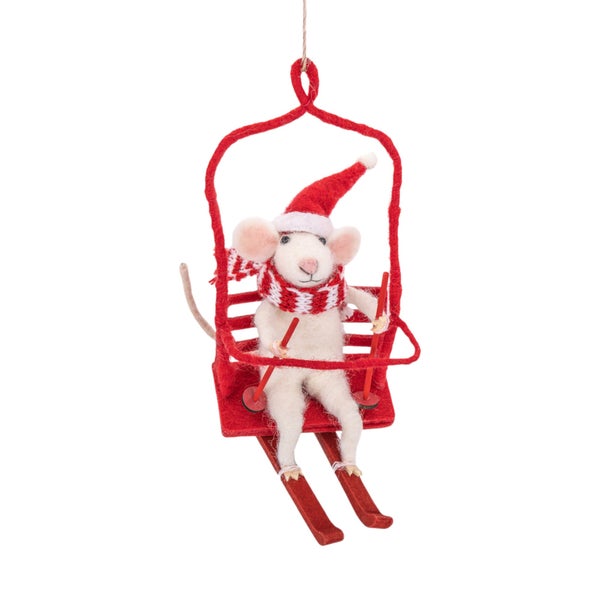 Dekorativer Ski-Maus-Anhänger für Weihnachten