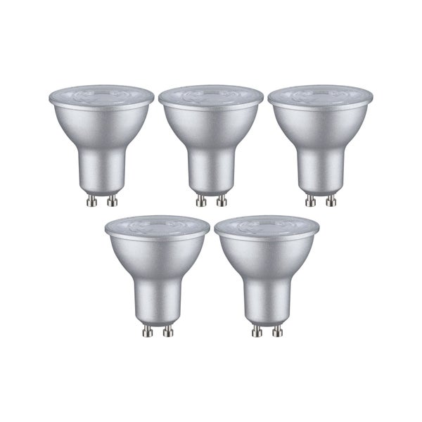 Standard 230V LED Reflektor GU10 5er-Set 5x460lm 5x4,9W 4000K Weißaluminium