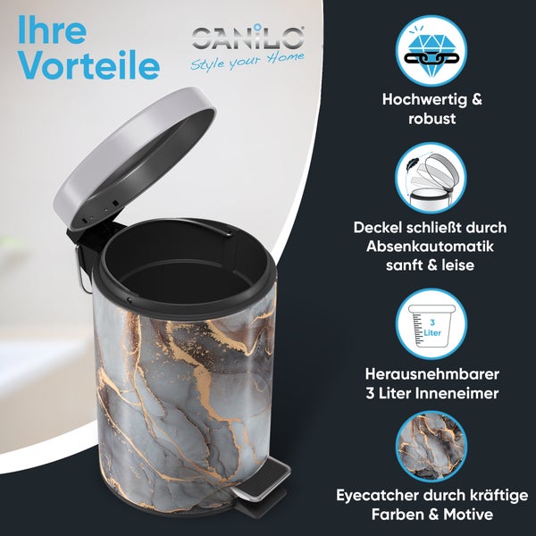 Sanilo Kosmetikeimer 3L mit Absenkautomatik Marmor Abstrakt